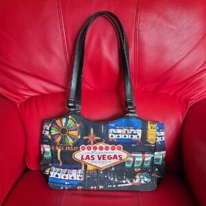 Vintage Las Vegas Themed Black Shoulder Bag